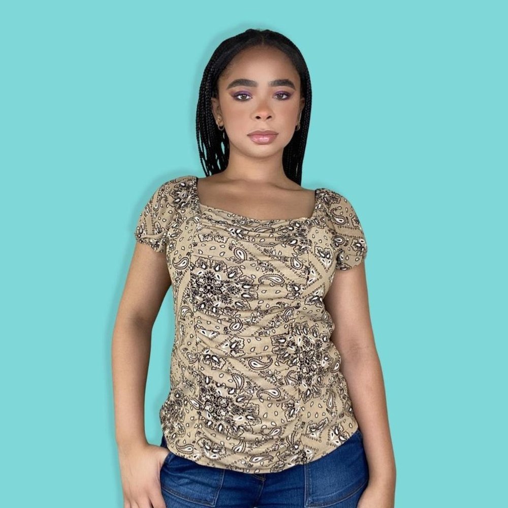 Paisley Print Ruched Top